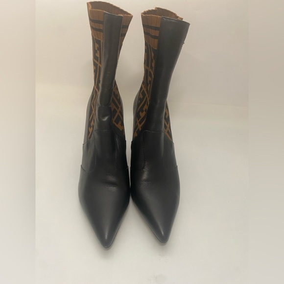 Fendi Black Pointed-Toe Sock Ankle Booties - Picture 8 of 12